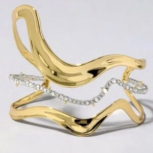 Alexis Bittar Orbit Wavy Cuff Bracelet, 
Plated Gold & Rhinestone
